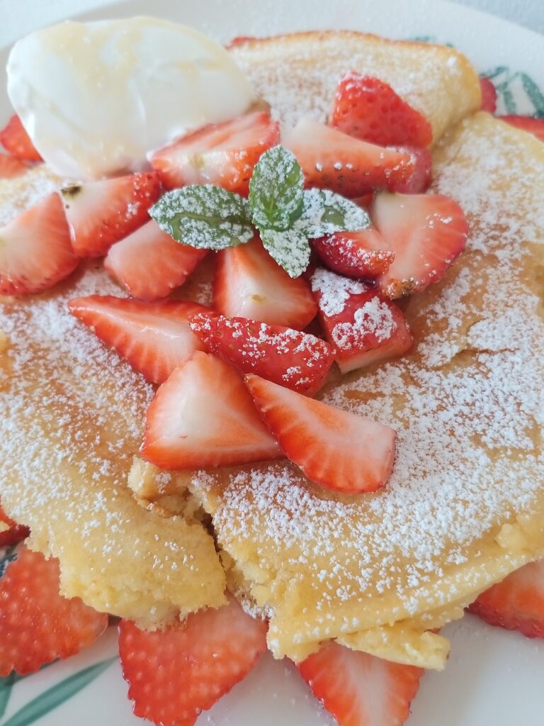 Pannenkoek aardbei spies